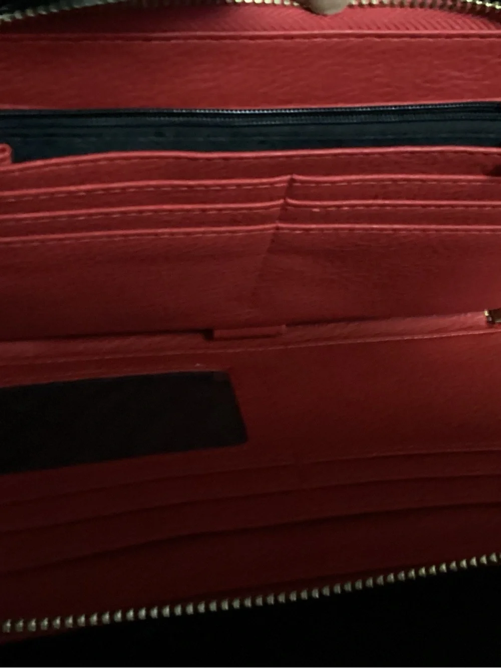 Steve Madden Red Embossed Zip Wristlet with Gold Nameplate